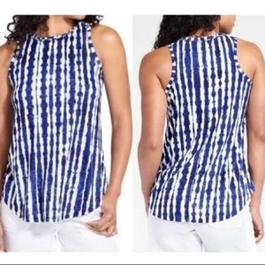 Athleta Blue and White Tie Dye Tank Top